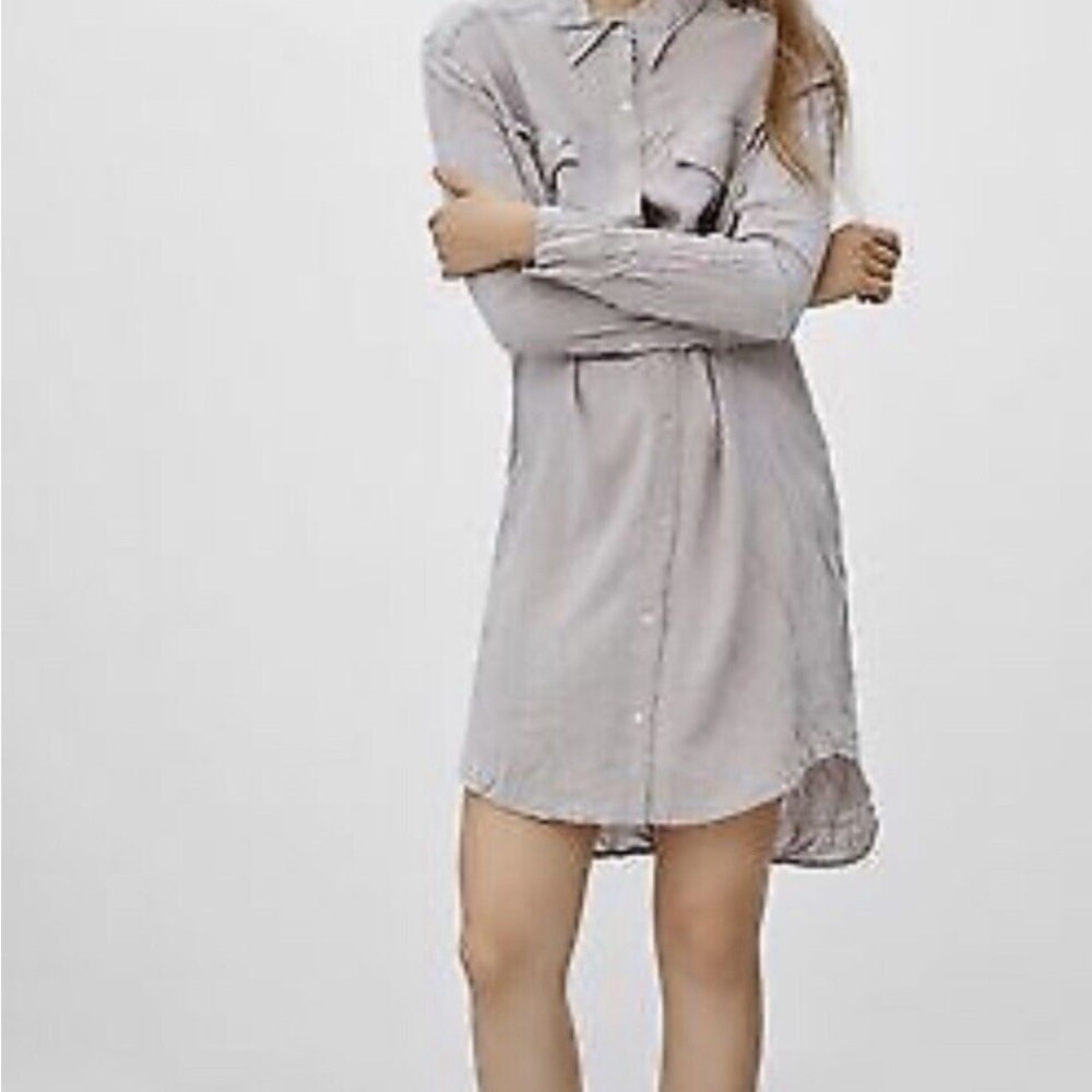 ARITZIA Wilfred Free Veronika Shirt Dress Tunic Clover - Pale Lavender Gray s